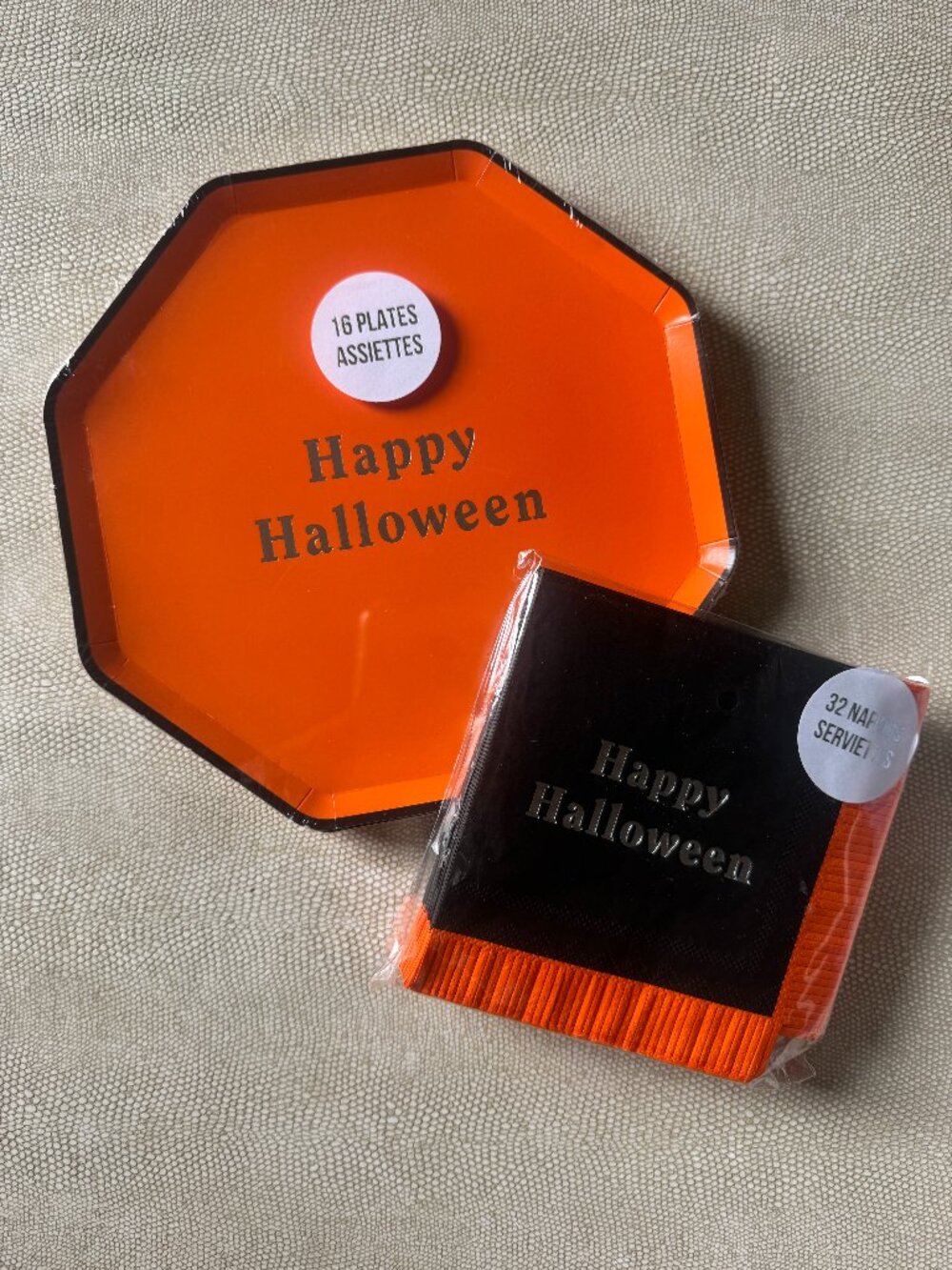 Meri Meri Happy Halloween Orange and Black Plates & Napkins
